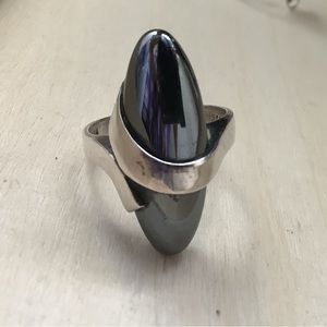 New vintage hematite STER silver cocktail ring